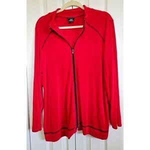 Citiknits 1X Women's Slinky Travel Knit Jacket Zip Holiday Party No Iron‎